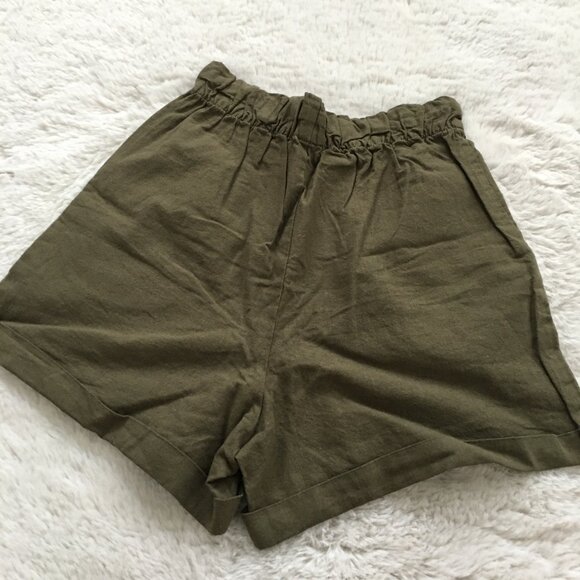 Uniqlo Cotton Linen Relaxed Shorts Green XS - Picture 3 of 3
